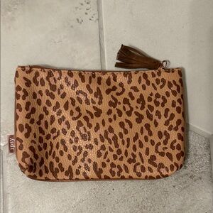 ipsy Leopard Print Cosmetic Pouch in Tan and Brown